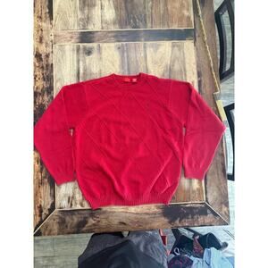 Vintage IZOD Men's Red Cable Knit Crew Neck Pullover Sweater Size XL